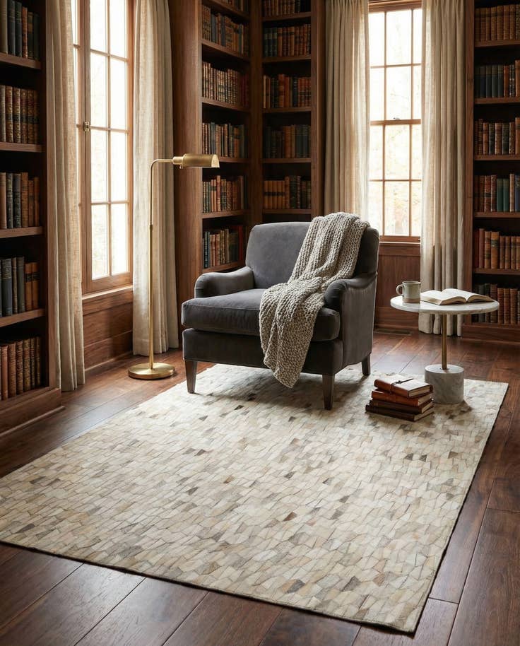 Detail image of 5' 2 x 8' Cowhide Leather Rug