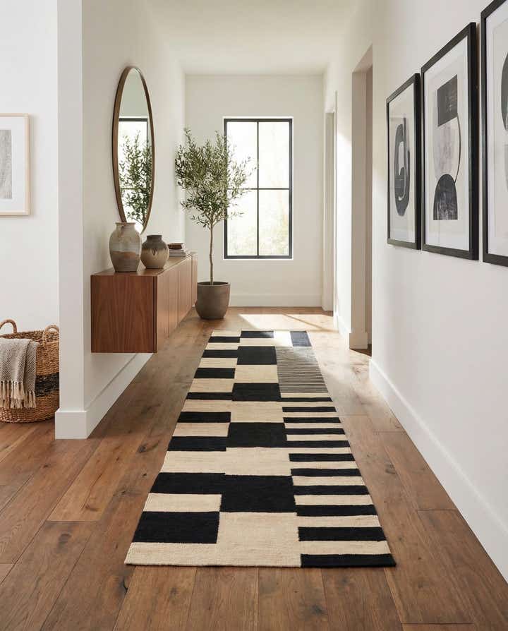 2' 9 x 9' 8 Hand Woven Kilim Modern Wool Runner Rug
