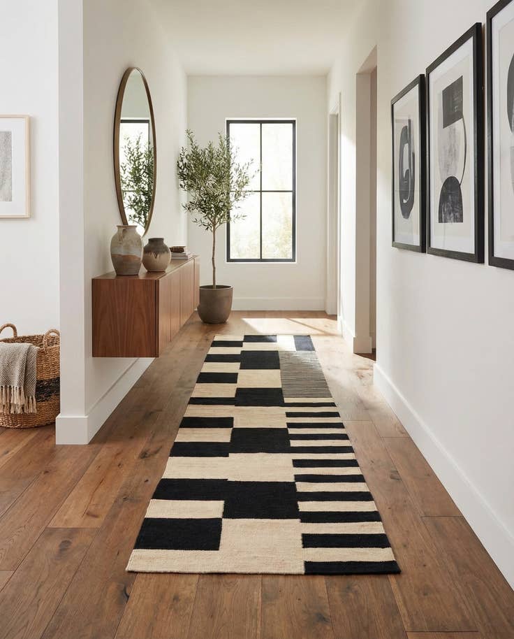 Detail image of 2' 9 x 9' 8 Hand Woven Kilim Modern Wool Runner Rug