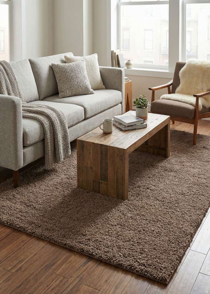 5' 3 x 7' 6 Solid Shag Rug