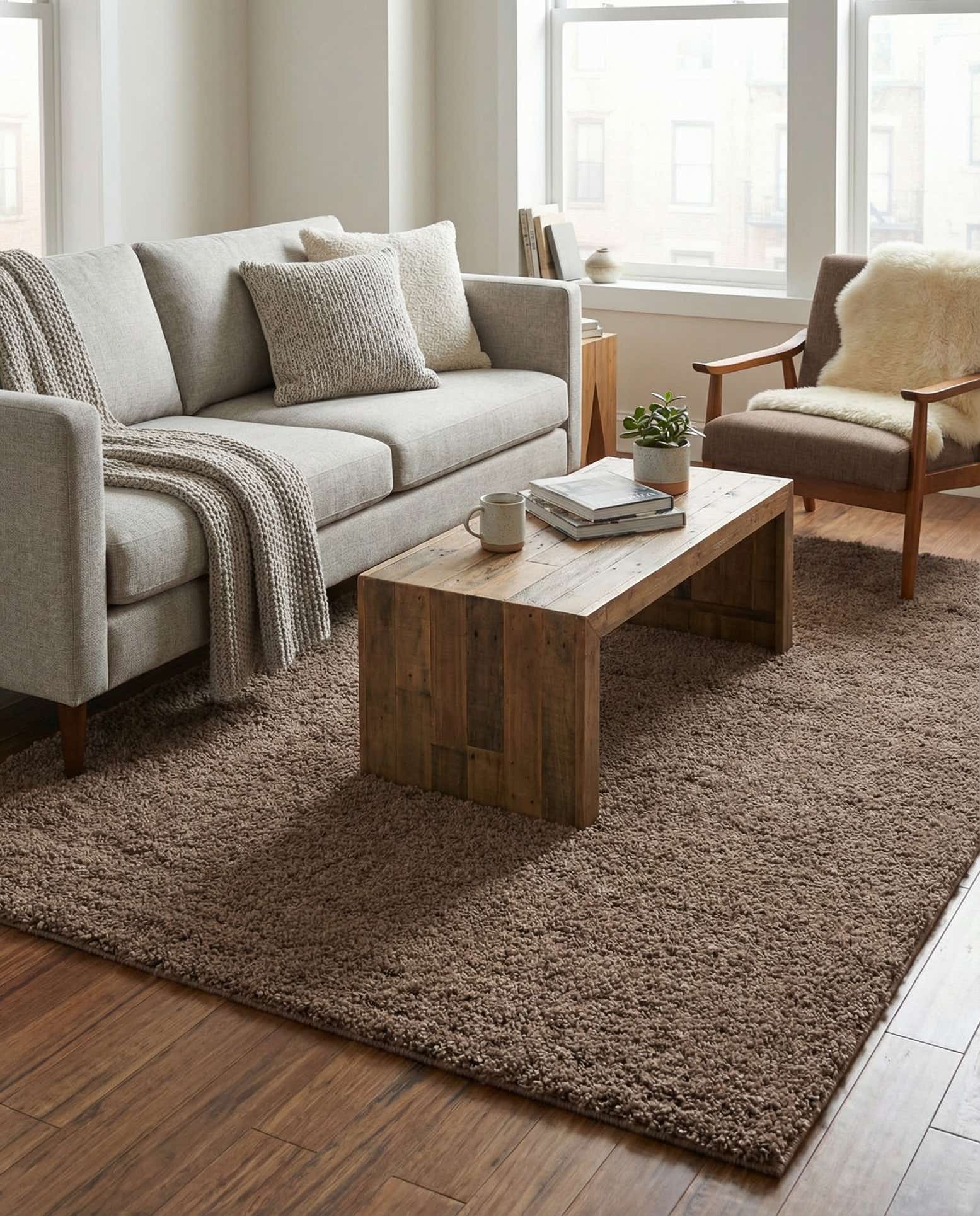 5' 3 x 7' 6 Solid Shag Rug