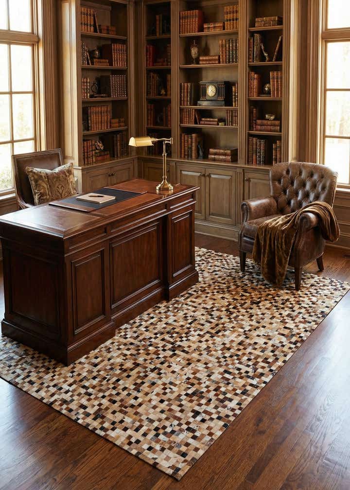 8' x 9' 10 Cowhide Leather Rug