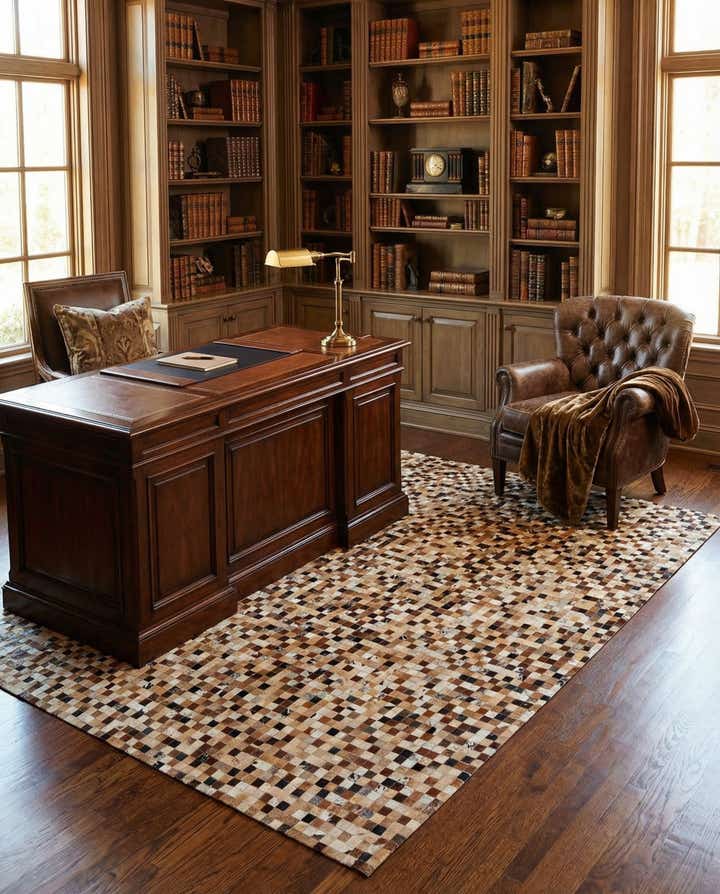 8' x 9' 10 Cowhide Leather Rug