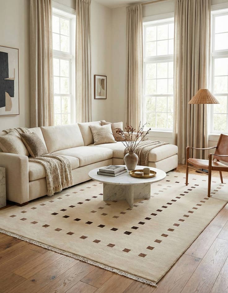 Detail image of 6' 7 x 10'  Hand Knotted Darya Wool Rug