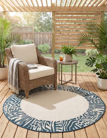 4' x 4' Easy-Clean Safari Indoor / Outdoor Round Rug