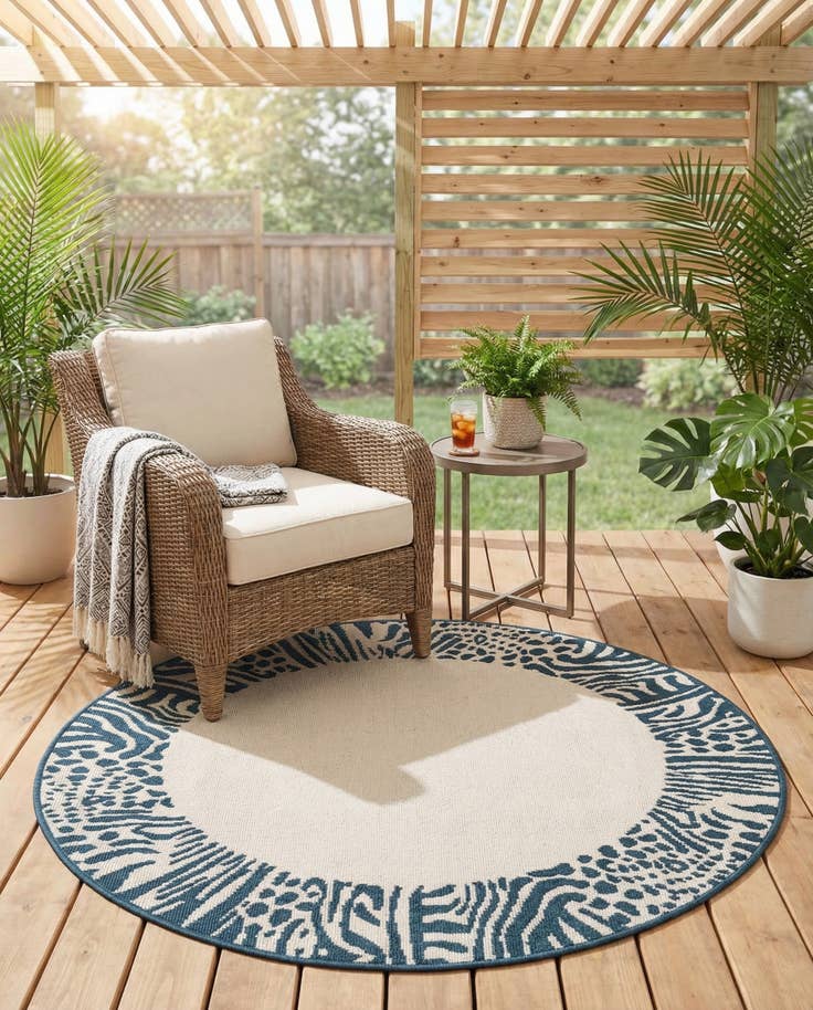 Detail image of 4' x 4' Easy-Clean Safari Indoor / Outdoor Round Rug