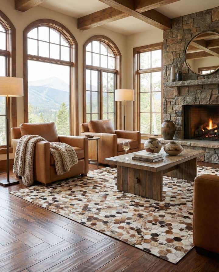 5' 1 x 8' Cowhide Leather Rug