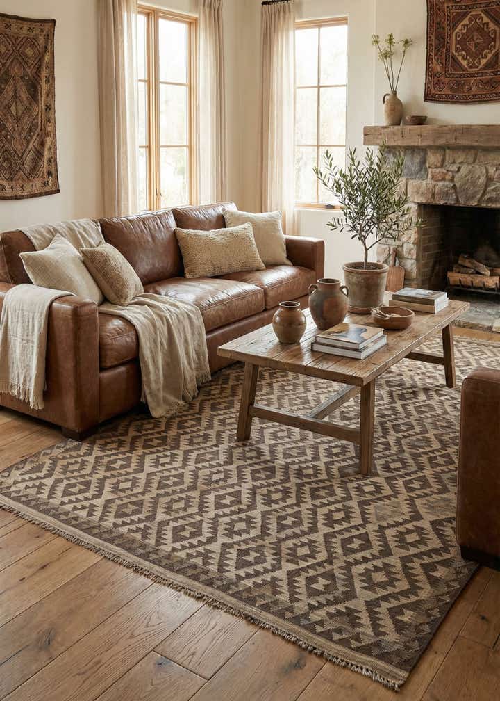 6' 6 x 10' Hand Woven Kilim Maymana Wool Rug