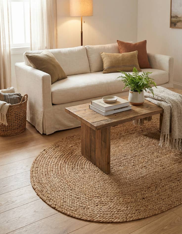 Detail image of  3' 3 x 5' 1  Hand Braided Jute Oval Rug