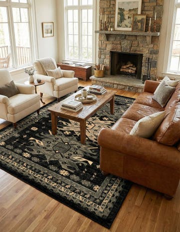 Black Heris Rug