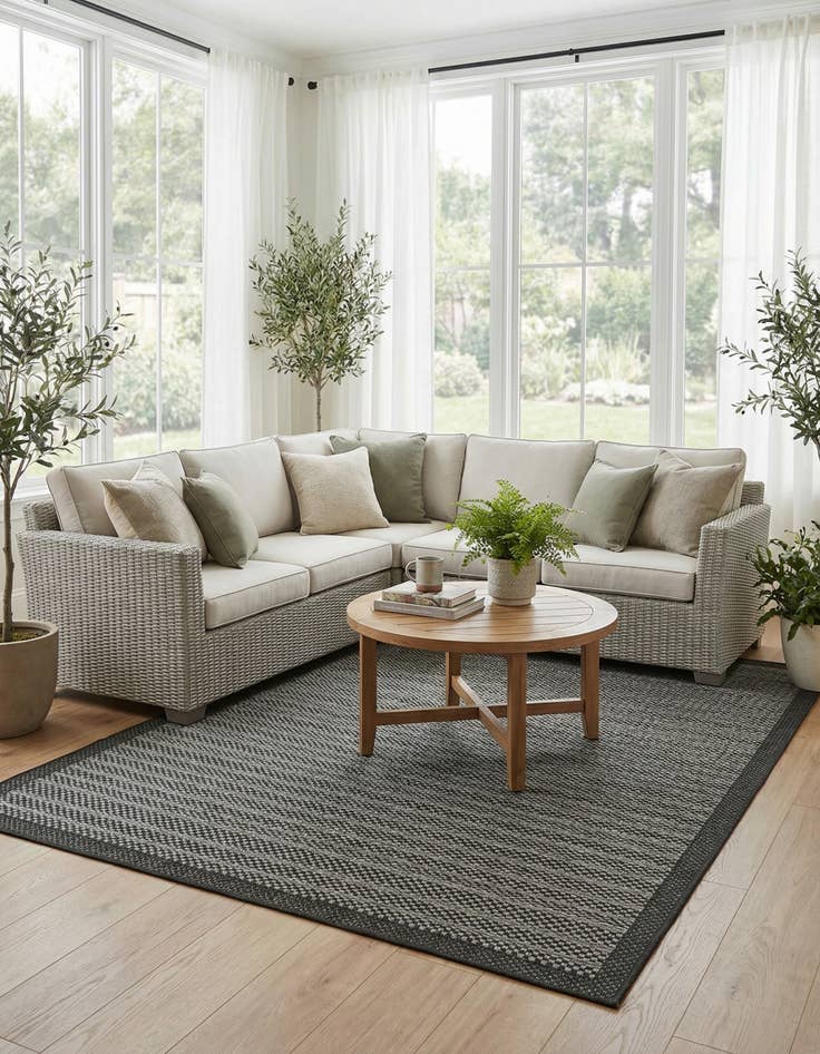 Detail image of 6' x 9'  Washable Border Indoor / Outdoor Rug