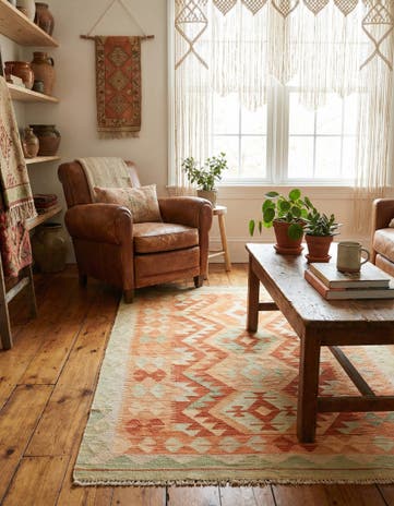 3' 3 x 5' Hand Woven Kilim Waziri Wool Rug