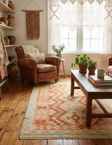 3' 3 x 5' Hand Woven Kilim Waziri Wool Rug