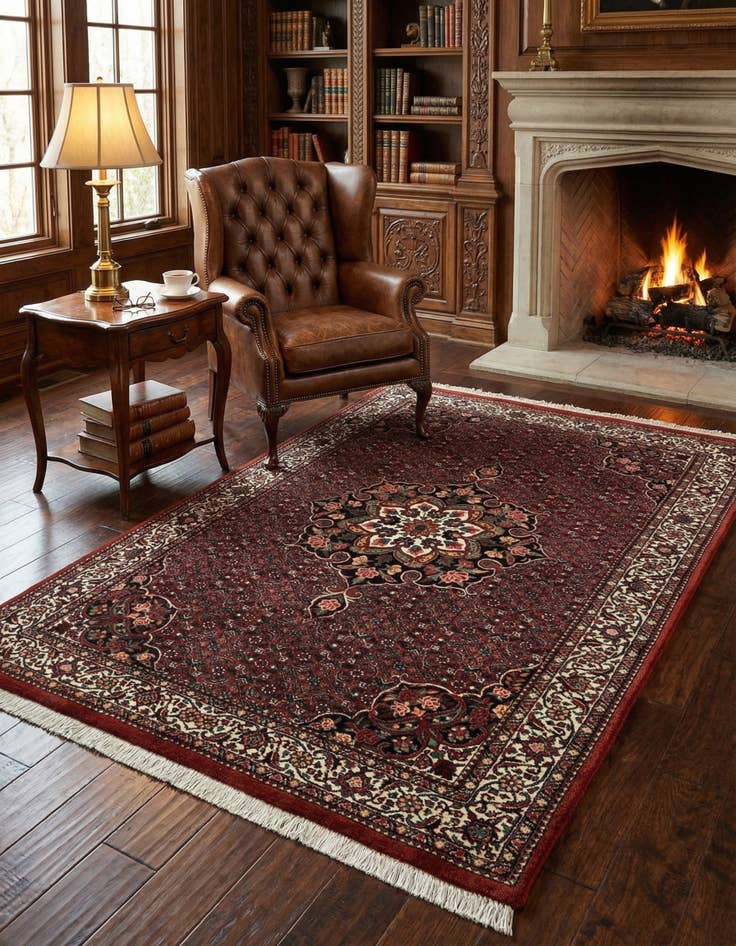 Detail image of 3' 7 x 5' 10 Bidjar With Silk Rug