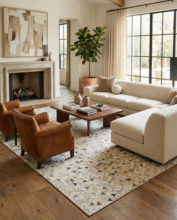 8' x 10' Cowhide Leather Rug
