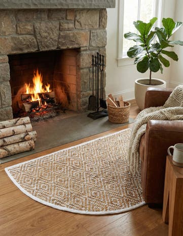 2' 7 x 4' Hand Woven Braided Jute Hearth Rug
