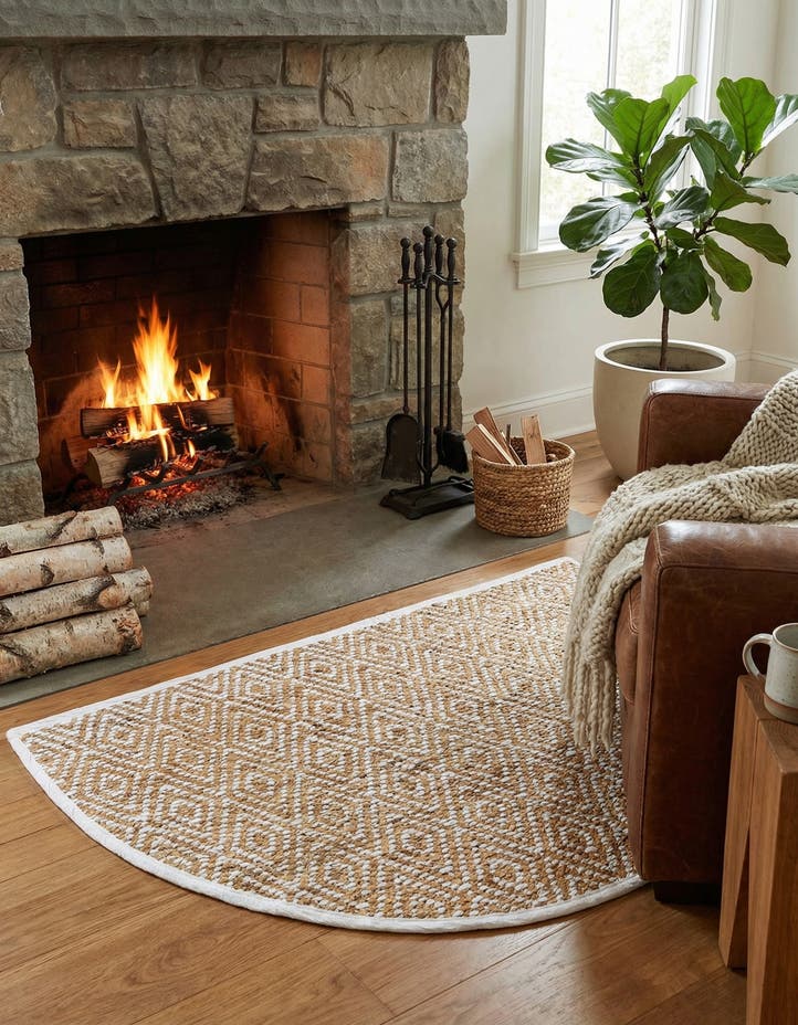 2' 7 x 4' Hand Woven Braided Jute Hearth Rug