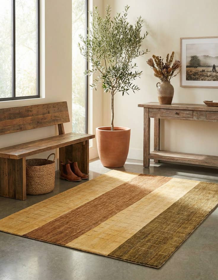 Detail image of 4' 11 x 6' 5  Hand Knotted Modern Ziegler Oriental Rug