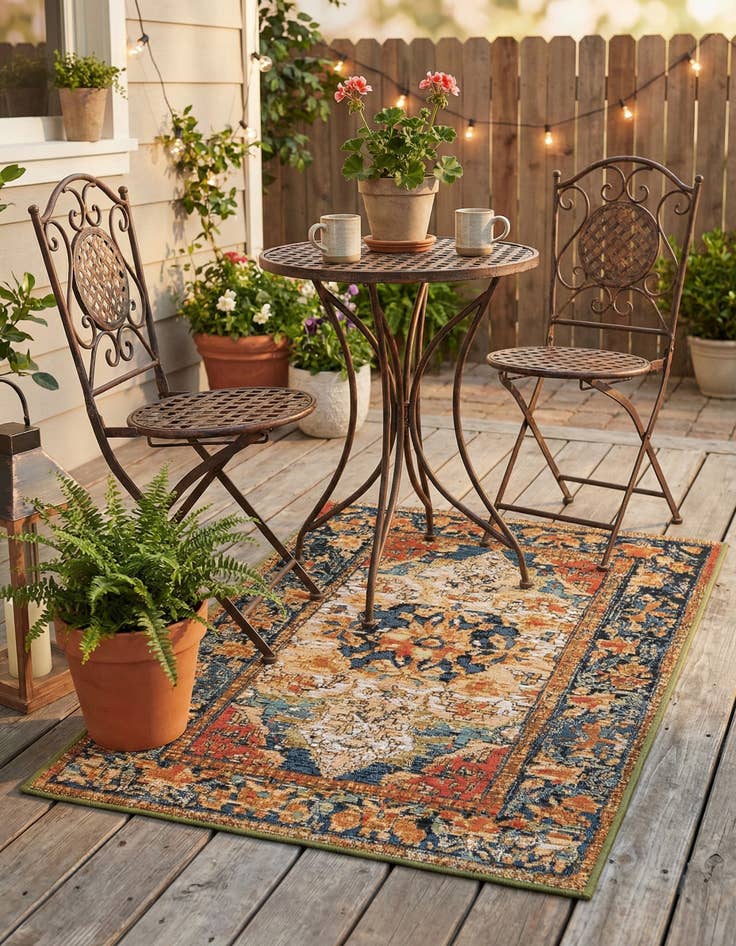 Detail image of 2' x 3'  Washable Traditional Indoor / Outdoor Rug