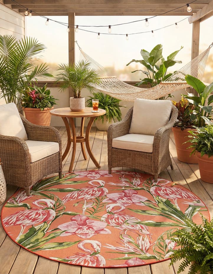 7' 10 x 7' 10 Easy-Clean Botanical Indoor / Outd...
