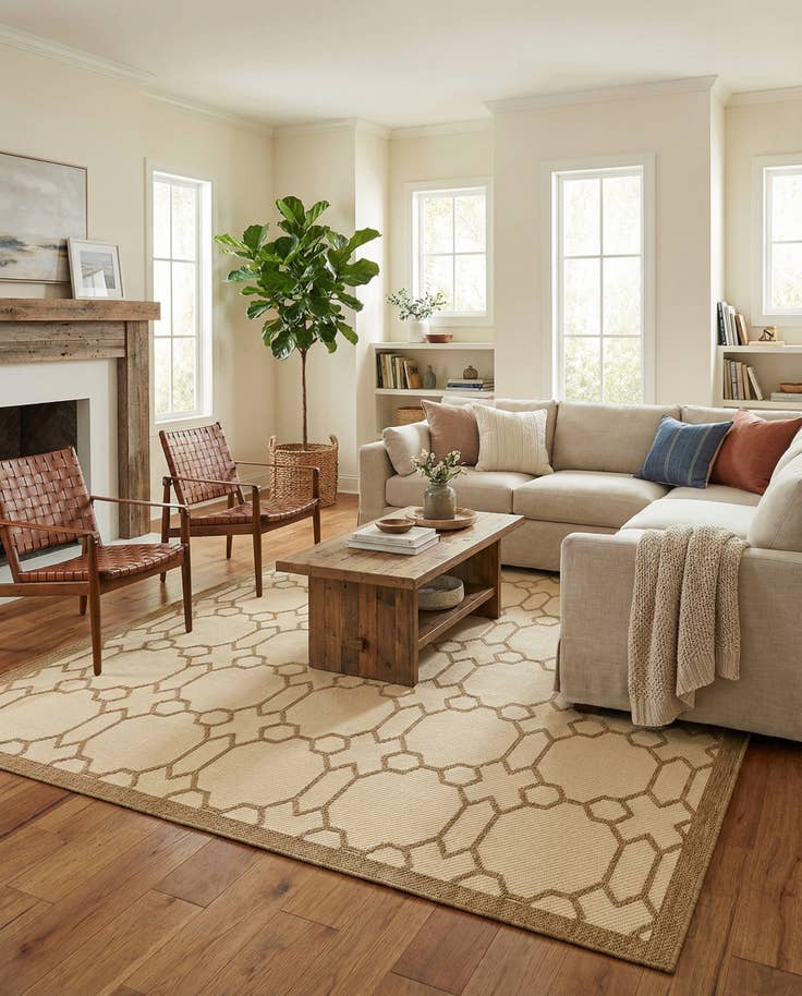 Detail image of 8' x 11' 4 Easy-Clean Trellis Indoor / Outdoor Rug