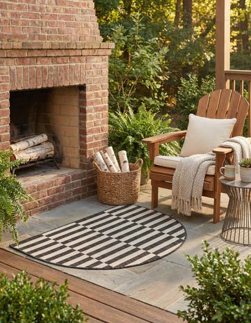 Charcoal Easy-Clean Ribbon Indoor / Outdoor Hearth Rug
