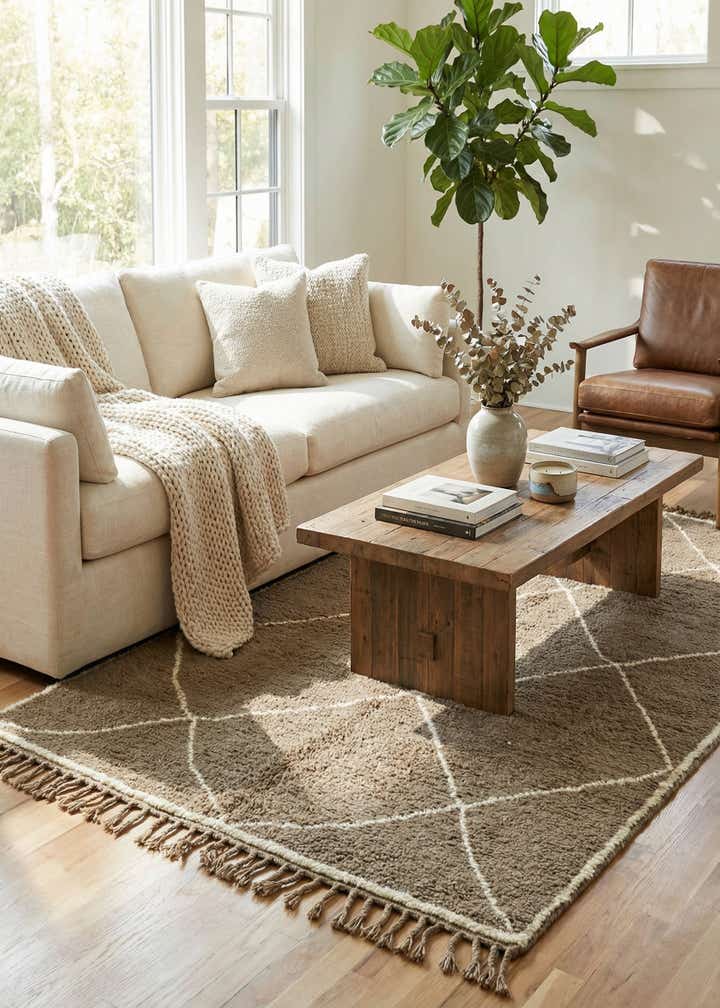 5' 3 x 8' 8 Hand Knotted Moroccan Wool Rug