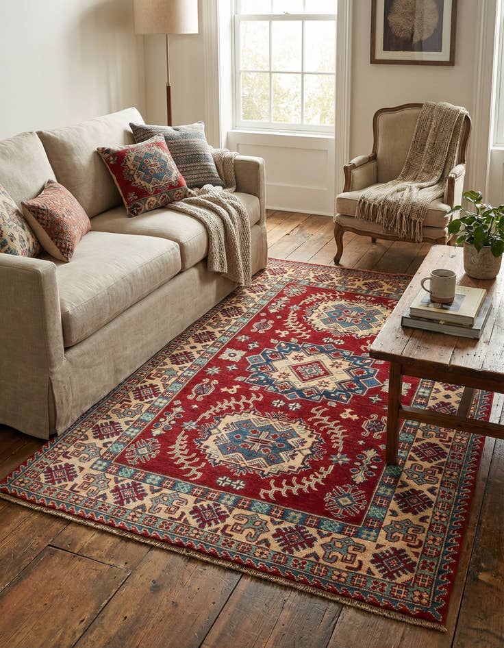 Detail image of 3' 10 x 6'  Hand Knotted Kazak Rug