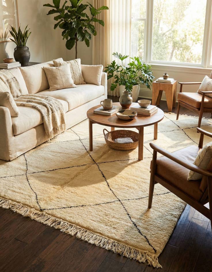 Detail image of  7' 2 x 9' 8  Hand Knotted Moroccan Wool Rug