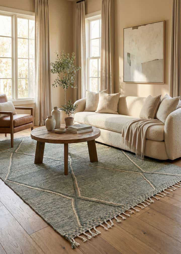 6' 11 x 11' 6 Hand Knotted Moroccan Wool Rug