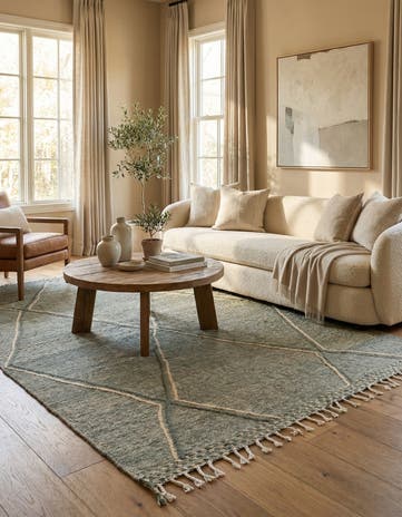 6' 11 x 11' 6 Hand Knotted Moroccan Wool Rug
