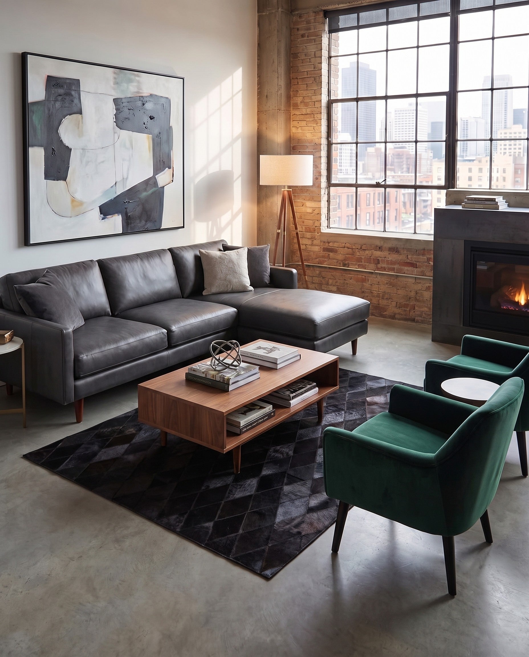 4' 7 x 6' 6 Cowhide Stocks Rug