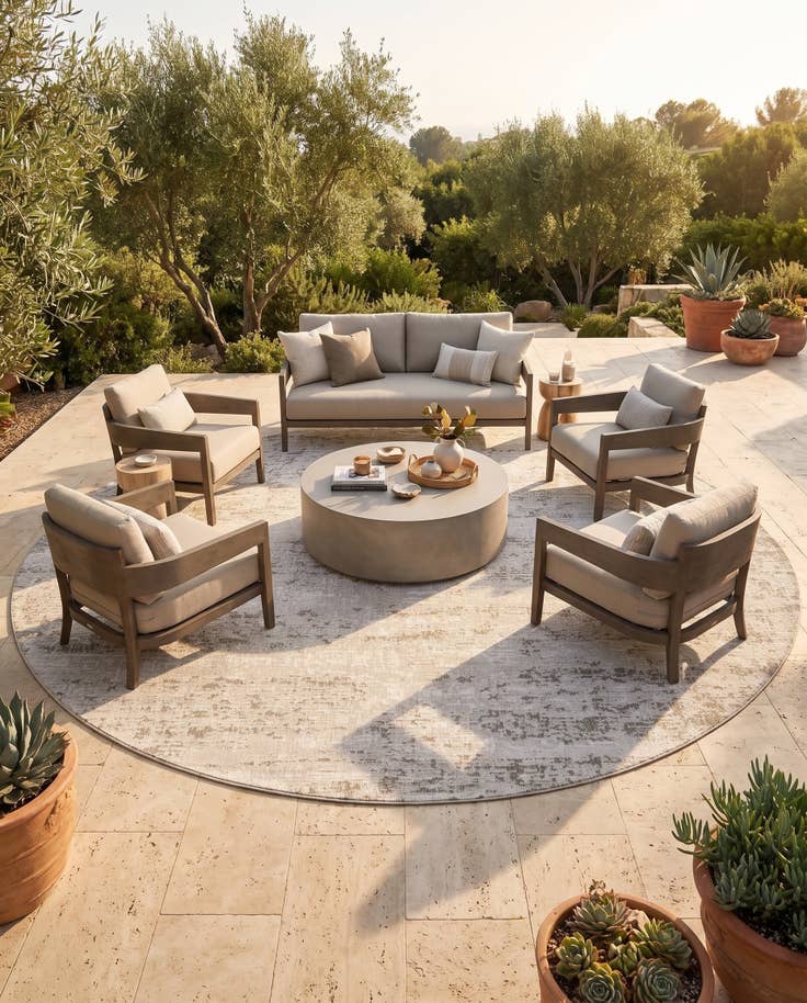 Detail image of 13' x 13' Easy-Clean Modern Indoor / Outdoor Round Rug