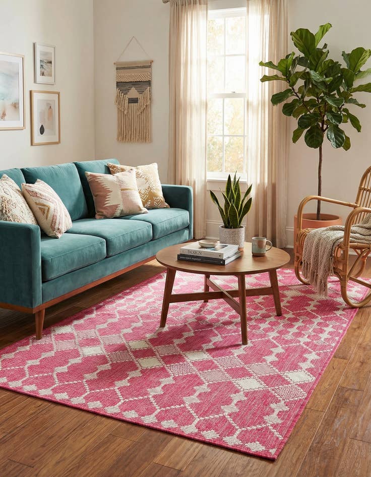 Detail image of 4' x 6'  Washable Trellis Indoor / Outdoor Rug