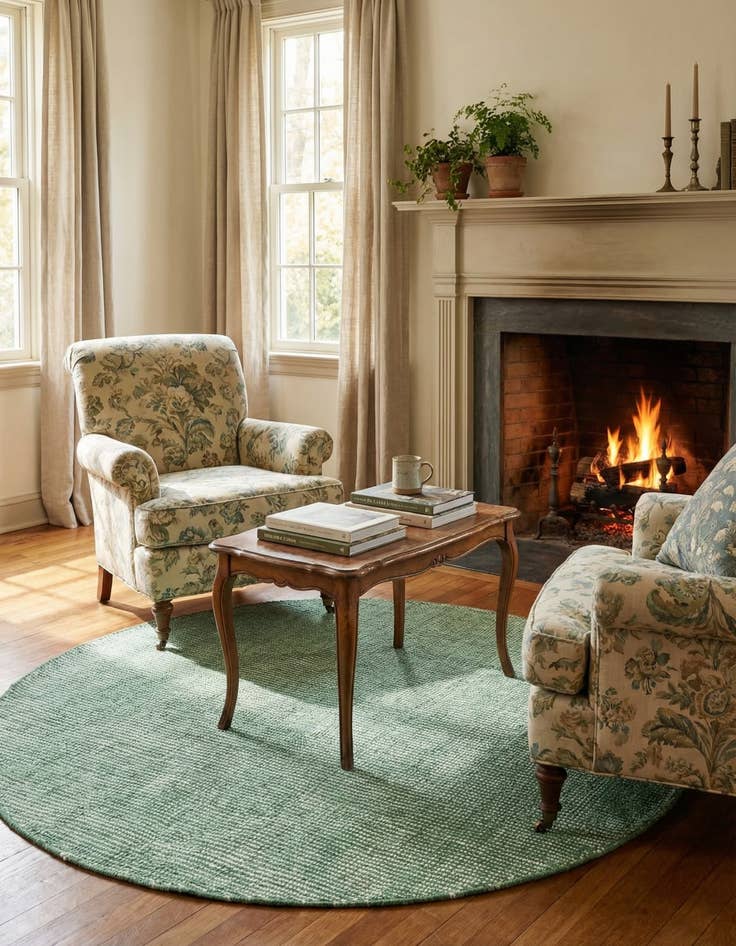 Detail image of 4' 1 x 4' 1  Hand Woven Jill Zarin English Manor Farmhouse Wool Round Rug