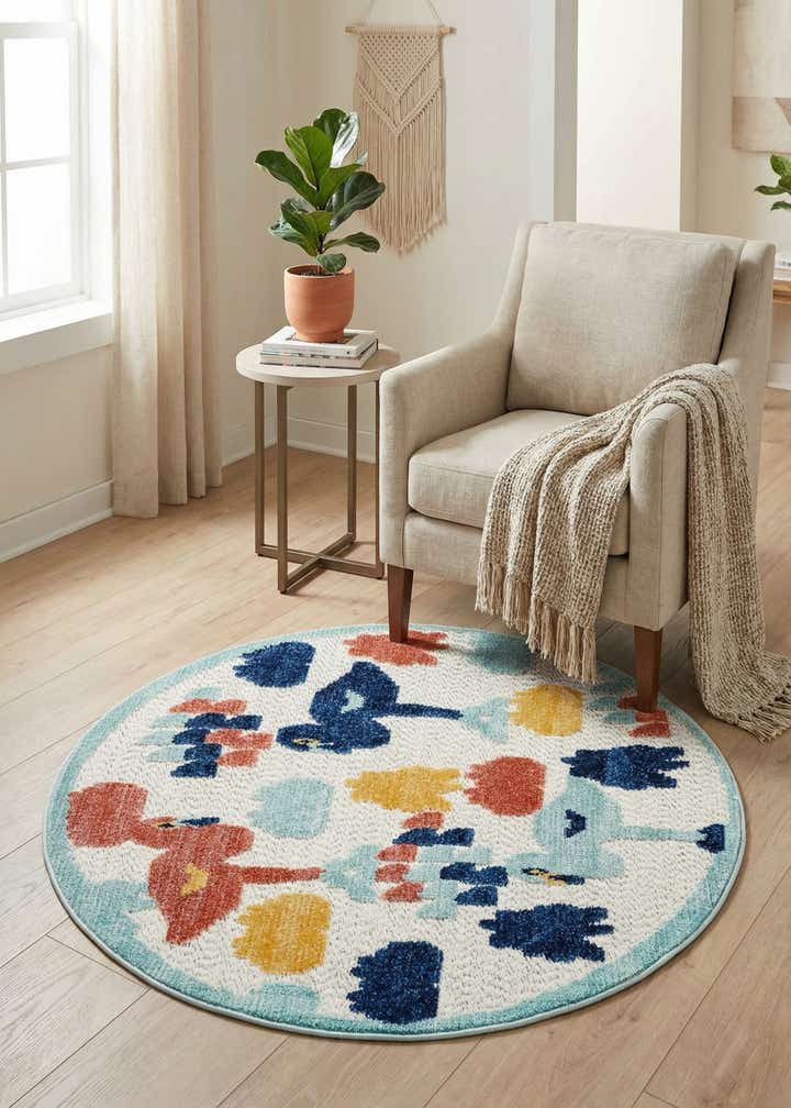 3' 3 x 3' 3 Easy-Clean Belize Indoor / Outdoor Round Rug