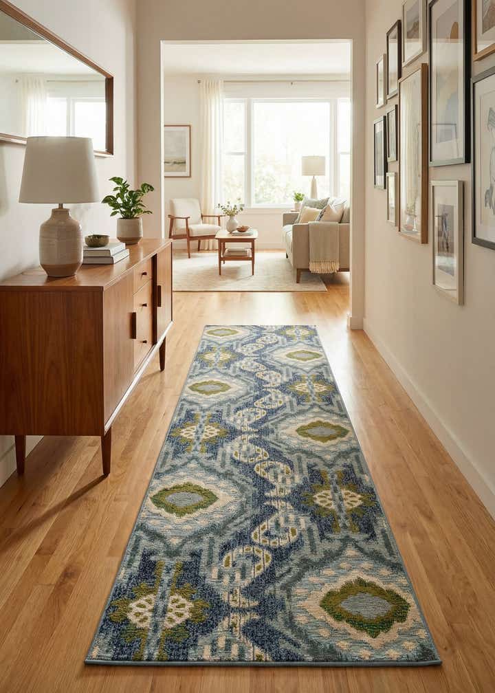2' 7 x 11' Easy-Clean Modern Indoor / Outdoor Runner Rug