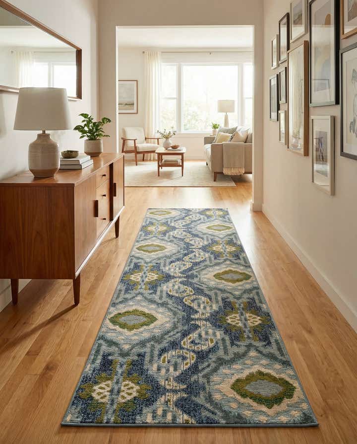 2' 7 x 11' Easy-Clean Modern Indoor / Outdoor Runner Rug