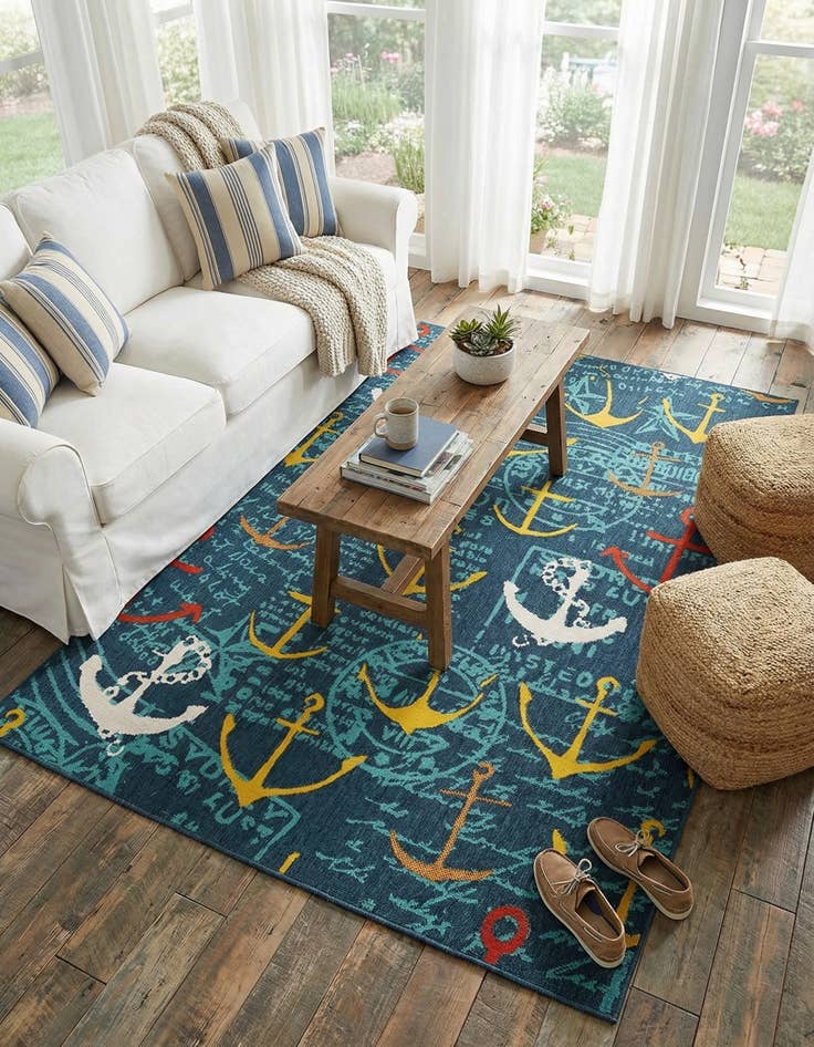 Detail image of 6' x 9' Easy-Clean Coastal Indoor / Outdoor Rug