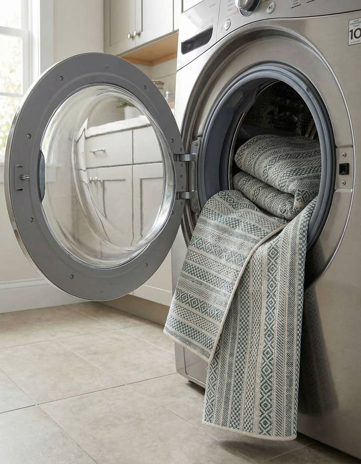 Detail image of 6' x 9'  Washable Striped Indoor / Outdoor Rug