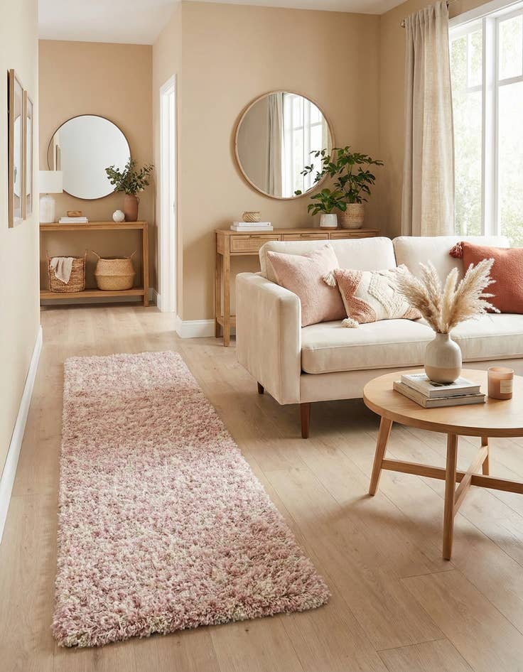 Detail image of 3' 3 x 16' 5 Moroccan Trellis Shag Runner Rug