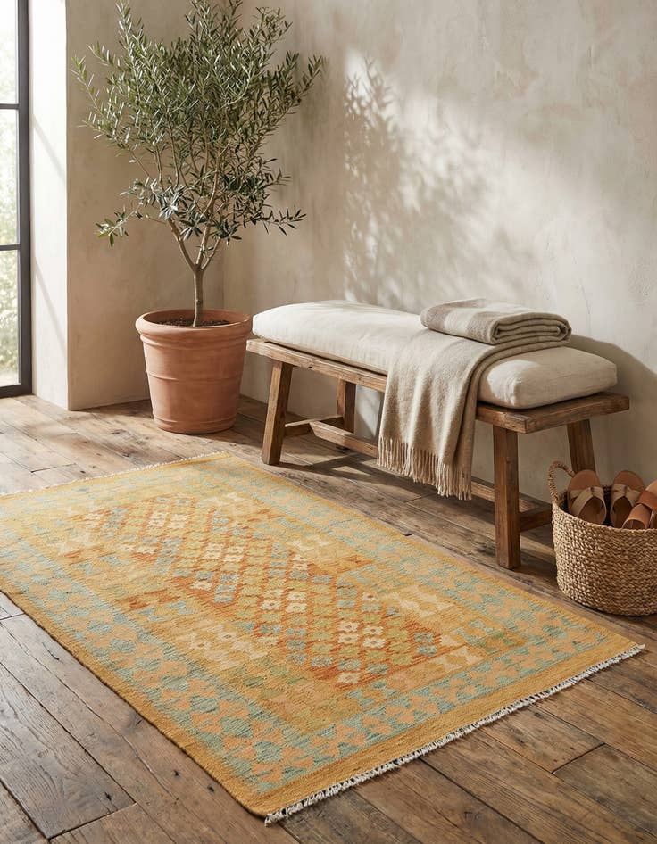 Detail image of 3' x 4' 4  Hand Woven Kilim Waziri Wool Rug