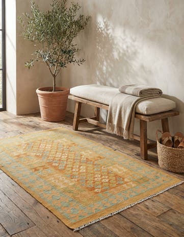 3' x 4' 4 Hand Woven Kilim Waziri Wool Rug