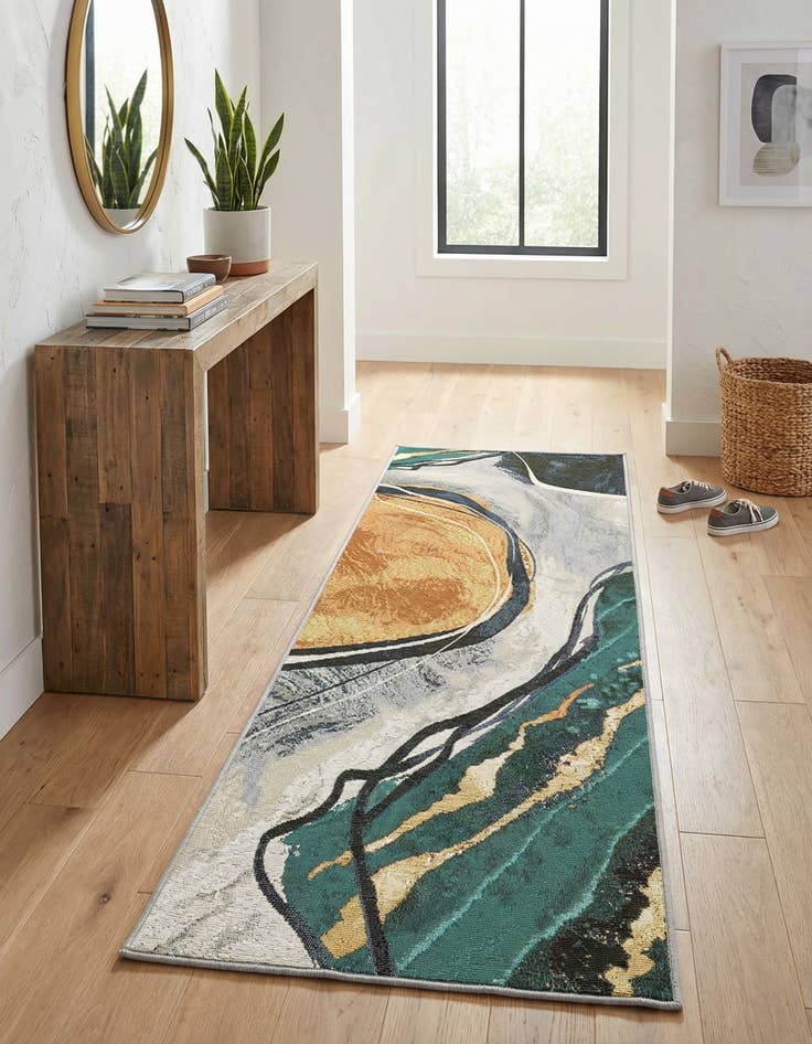 Detail image of 2' x 6' 1 Easy-Clean Modern Indoor / Outdoor Runner Rug