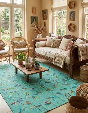6' 5 x 9' 3 Hand Woven Kilim Suzani Wool Rug