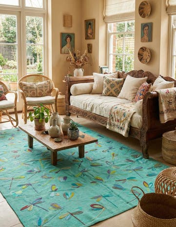 6' 5 x 9' 3 Hand Woven Kilim Suzani Wool Rug