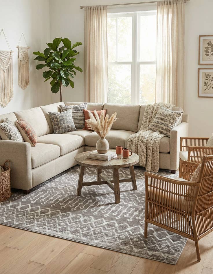 Detail image of  7' 10 x 7' 10 Bohemian Trellis Square Rug