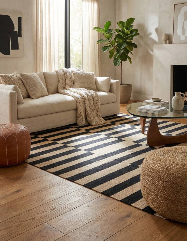 Detail image of 4' 2 x 5' 10  Hand Woven Kilim Modern Wool Rug