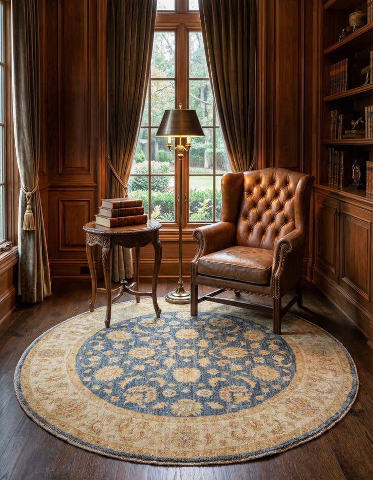 Detail image of 4' 10 x 4' 11 Kaizar Wool Round Rug