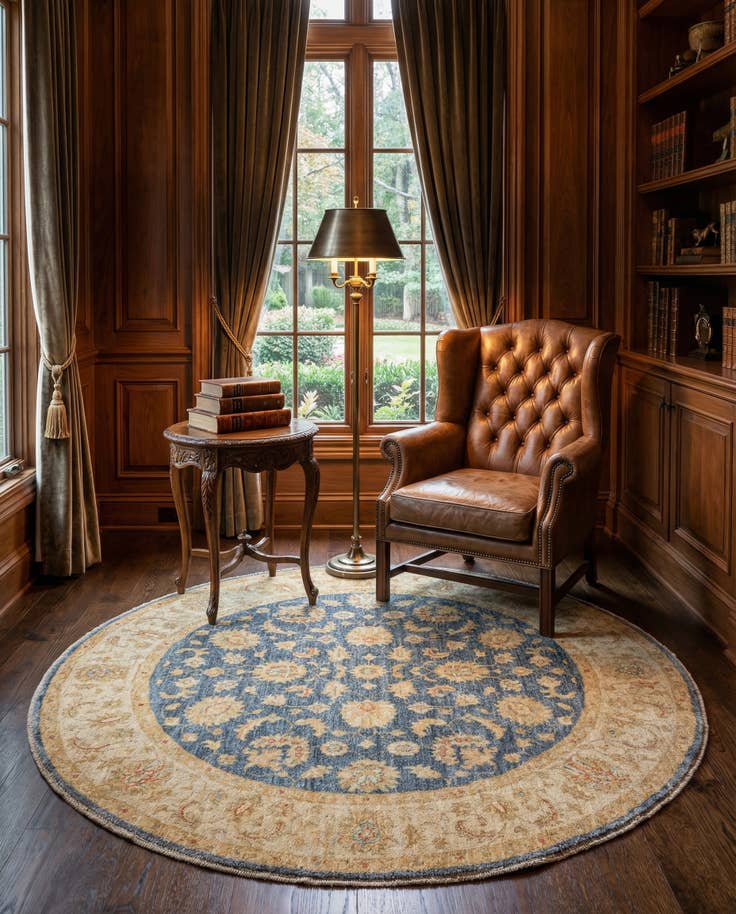 Detail image of 4' 10 x 4' 11 Kaizar Wool Round Rug